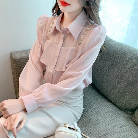 【tops】フリルシャツトップス　M25659