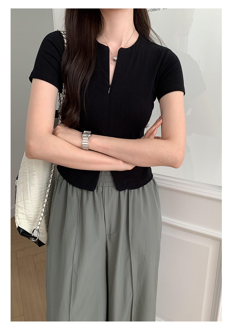 【tops】ファスナーTシャツ　M25069