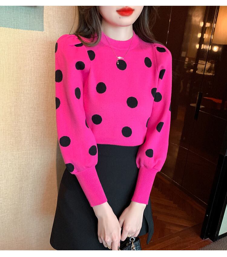 【tops】ドット柄ニットセーターG17322