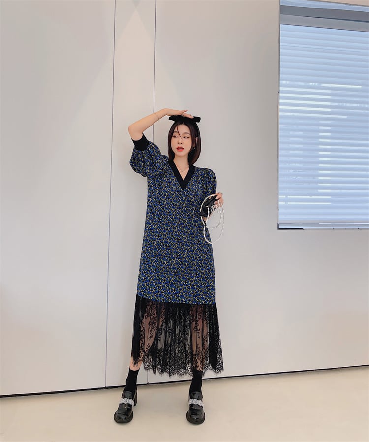 【dress】レース花柄ワンピース　M25158