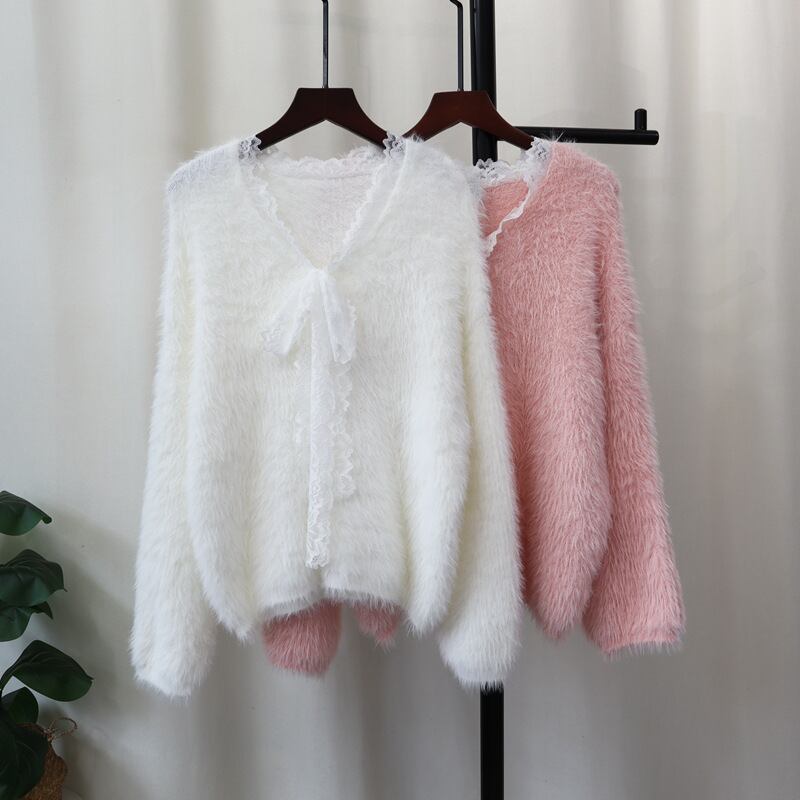 【tops】レース切り替えニットセーター　M27538