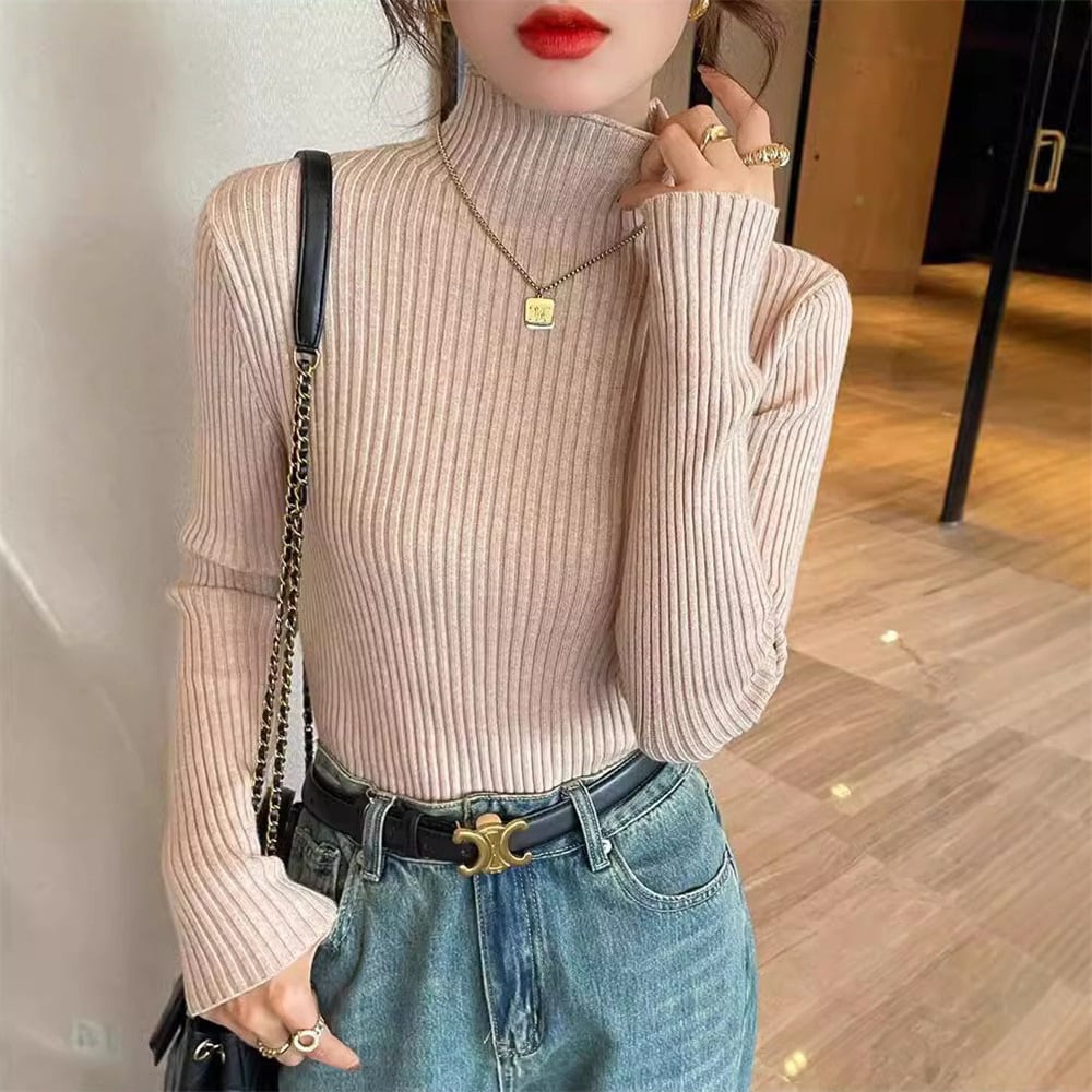 【tops】無地ニットトップス　M26788