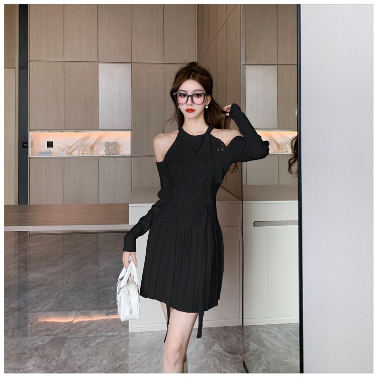 【dress】オフショルダーニットワンピース　M18533