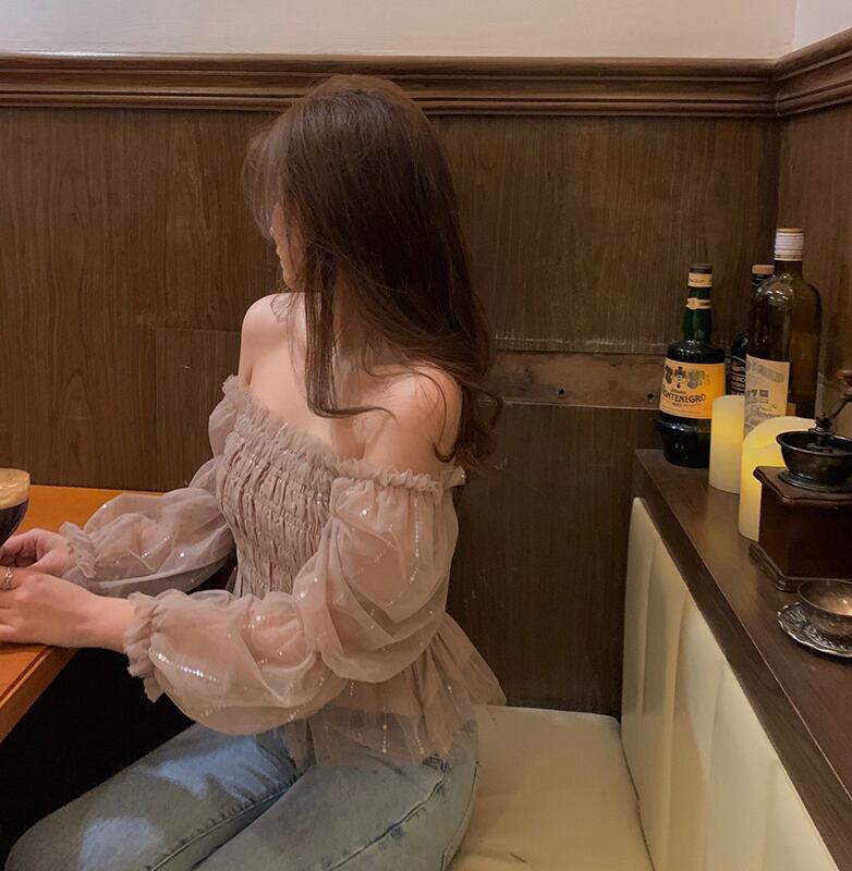 【tops】清新合わせやすいボートネック体型カバーファッションブラウスF0081