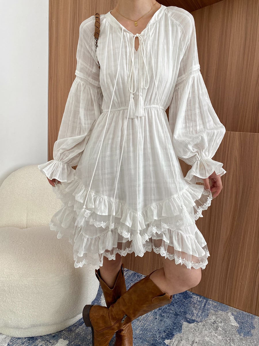 【dress】レースドッキングティアードワンピース　N2973