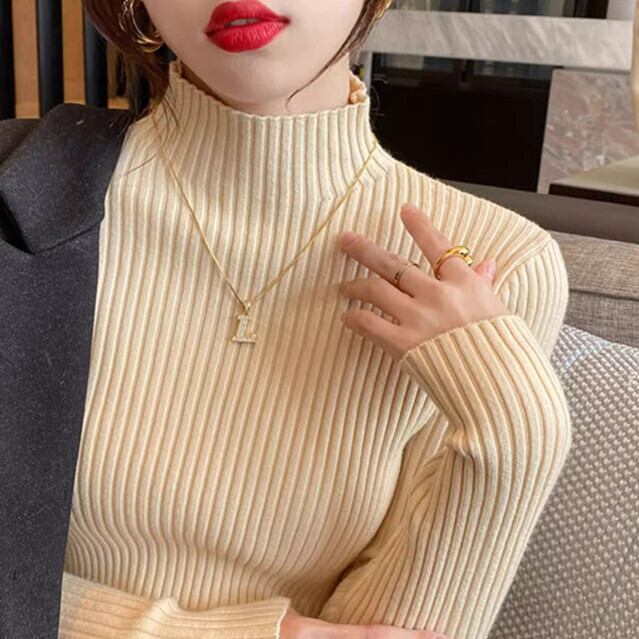 【tops】無地ニットトップス　M26788