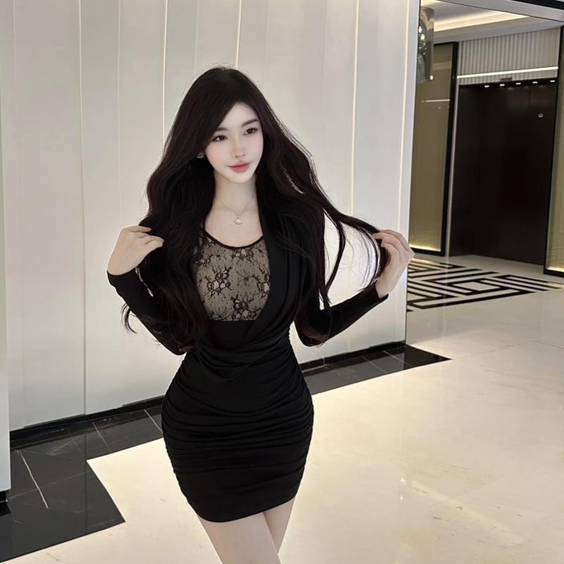 【dress】チュールドッキングワンピース Q7759