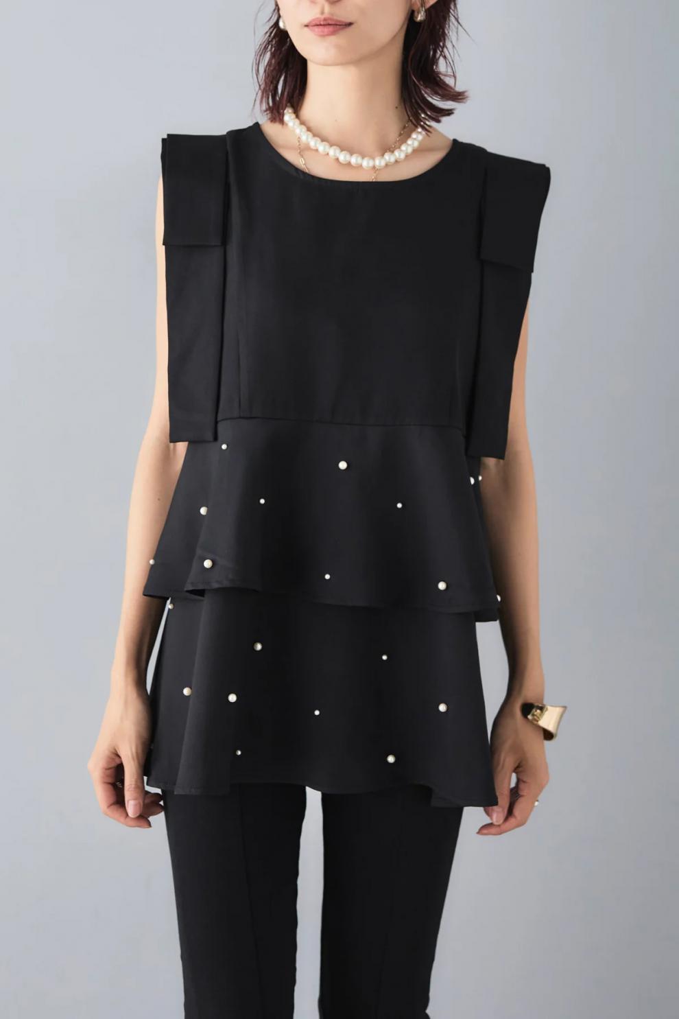 【tops】パールノースリーブトップス　M24912