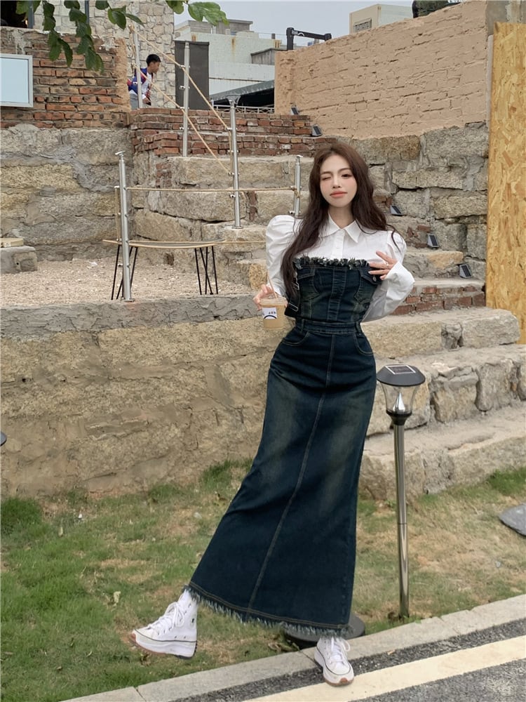 【dress】サロペットデニムワンピース　M28278