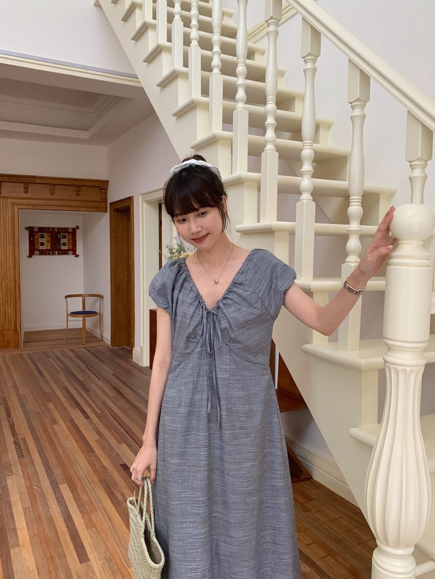 【dress】Vネックワンピース　M24642
