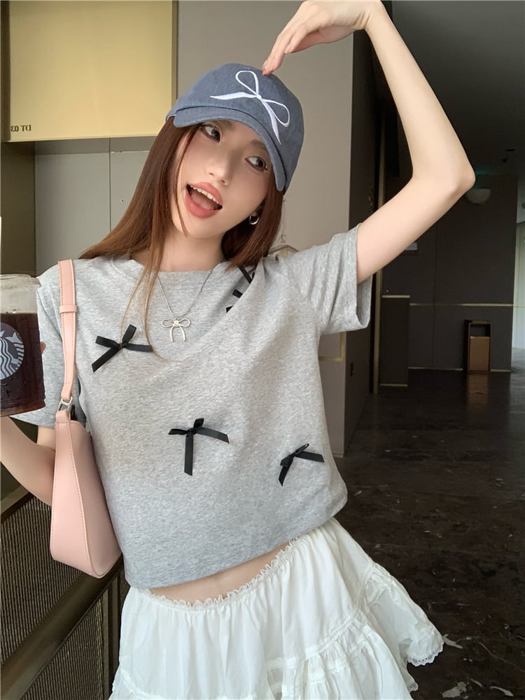 【tops】リボン付きTシャツ　M24440