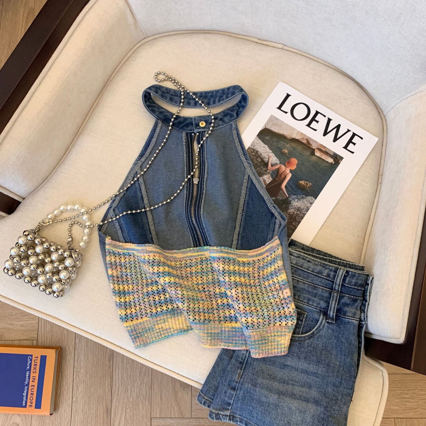 【tops】ファスナーデニムキャミソールG20350