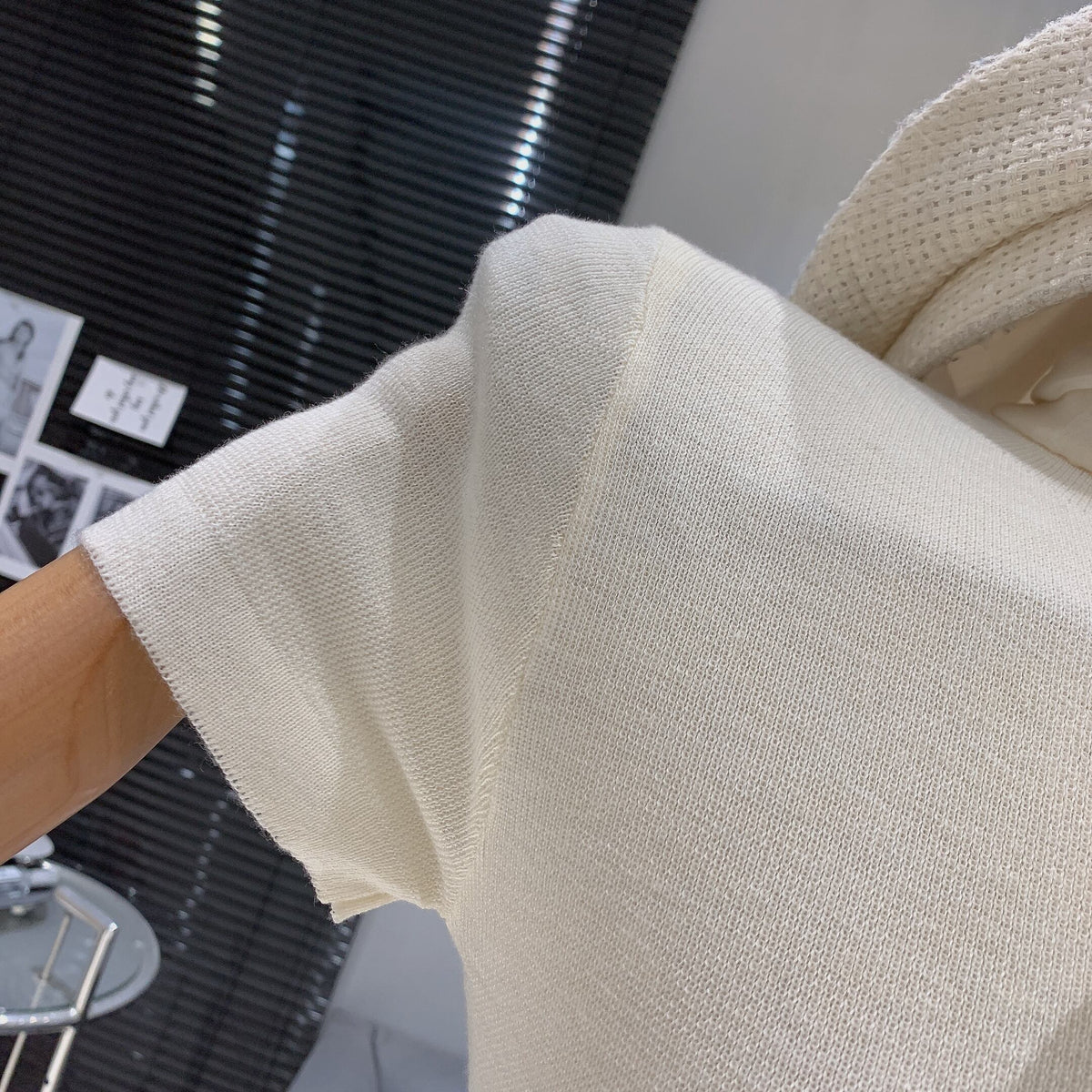 【tops】リボン付きニットTシャツ　M29886