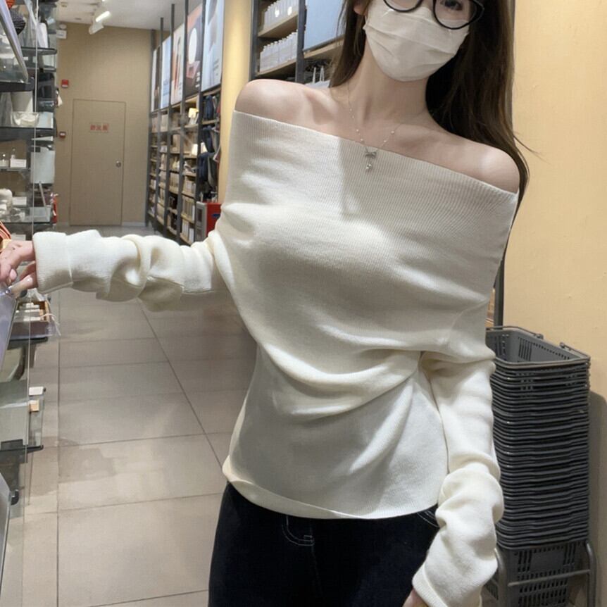 【tops】オフショルダーニットトップス　M29638