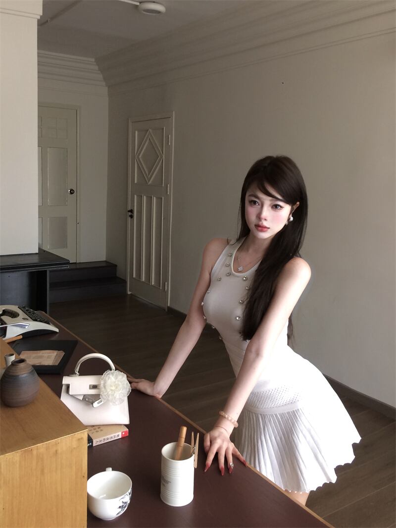【dress】ノースリーブプリーツミニワンピース　M29821