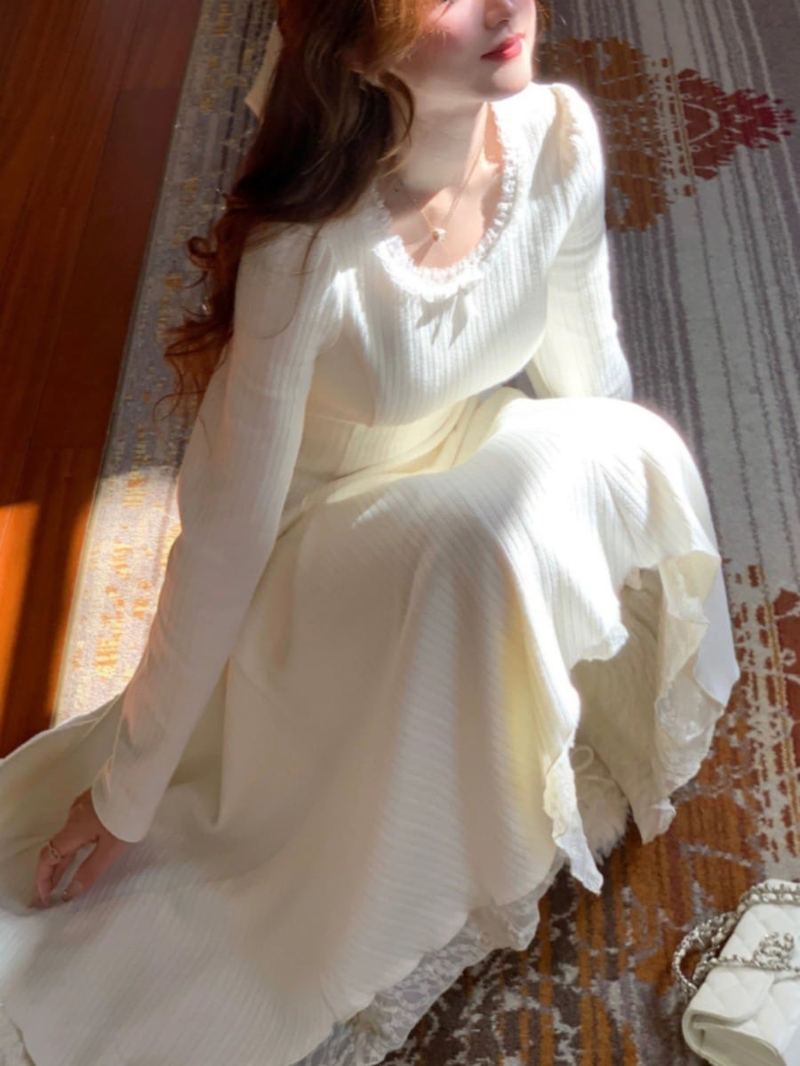 【dress】ドッキングニットワンピース　M28279