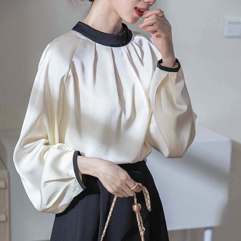 【tops】スタンドネックリボンブラウスG20316