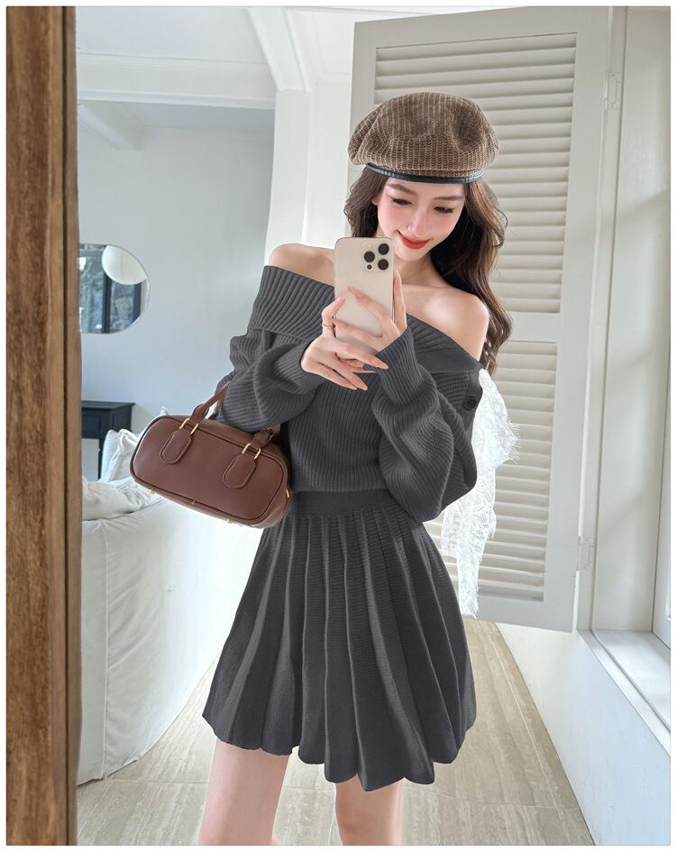 【dress】ボートネックニットワンピース　M27486