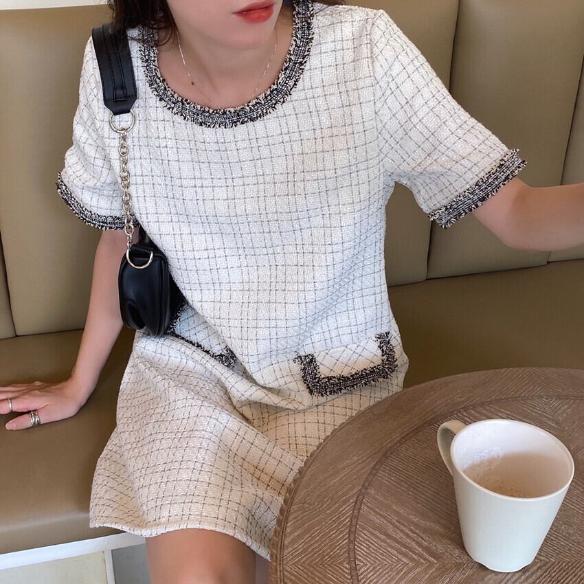 【dress】シンプル好感度UP!気質満点ラウンドネック エレガントファッションワンピース G0328