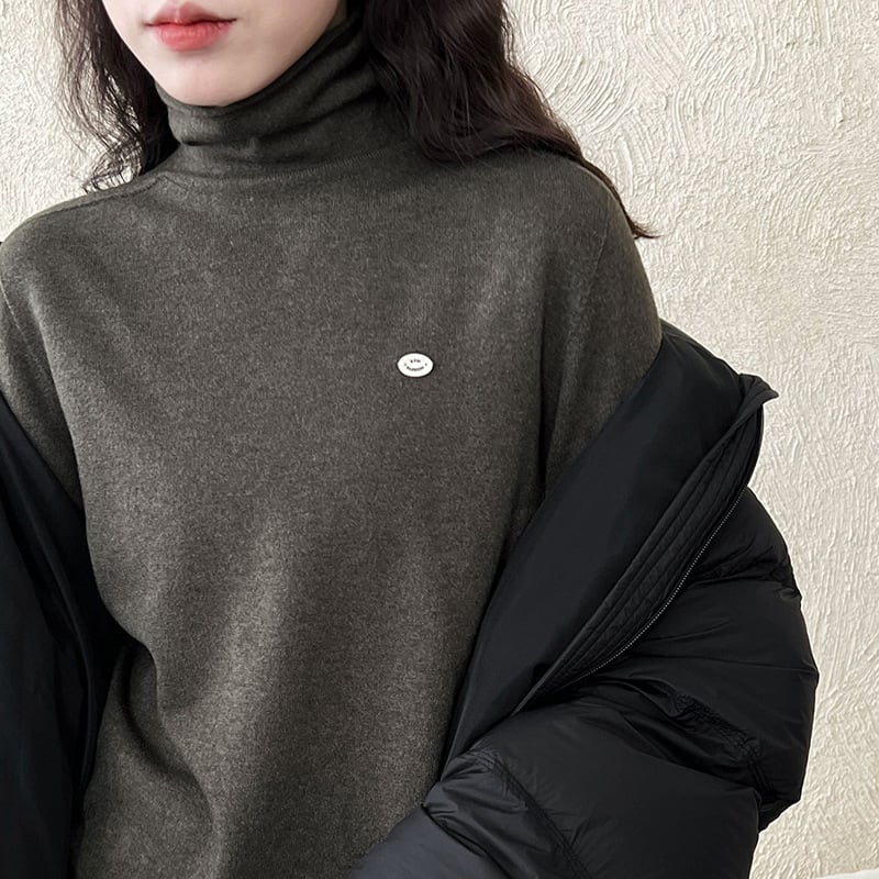 【tops】ハイネックニットトップス Q7090