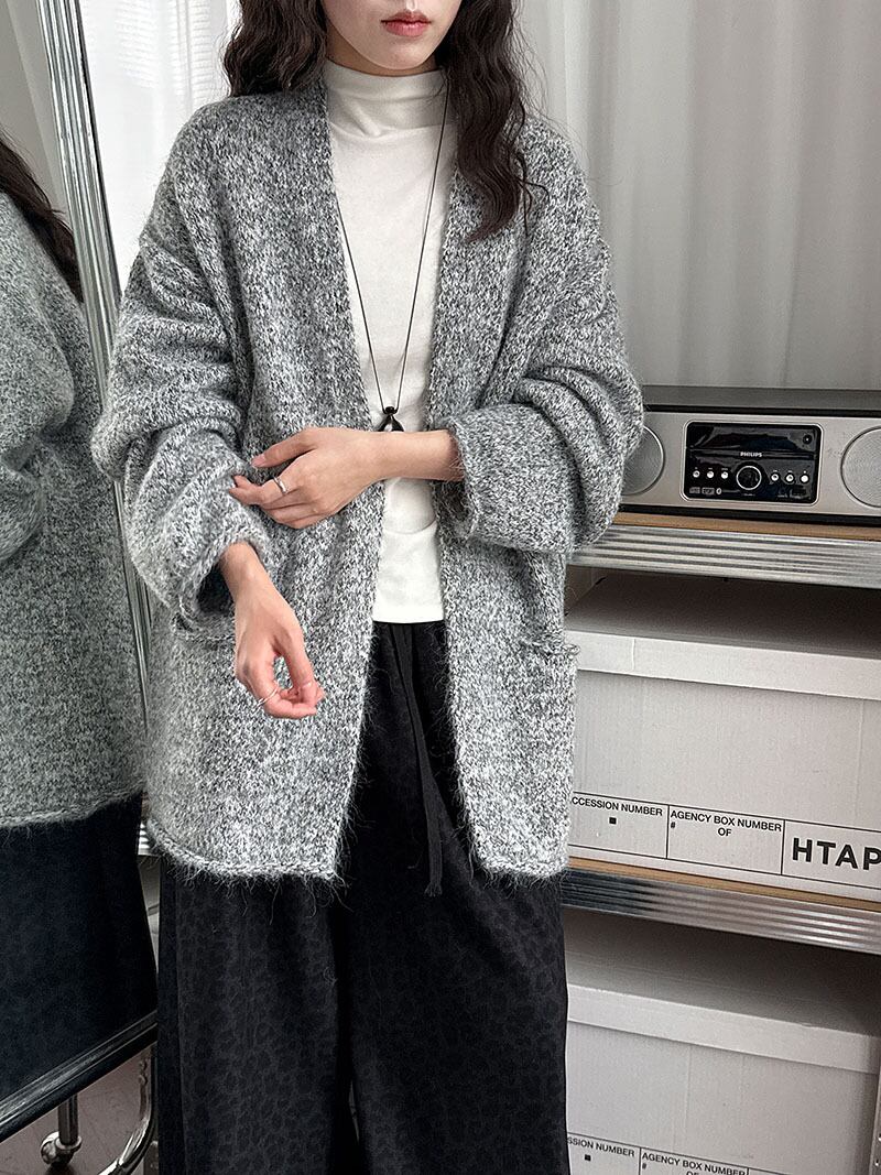 【outer】ロングニットカーディガン Q7301