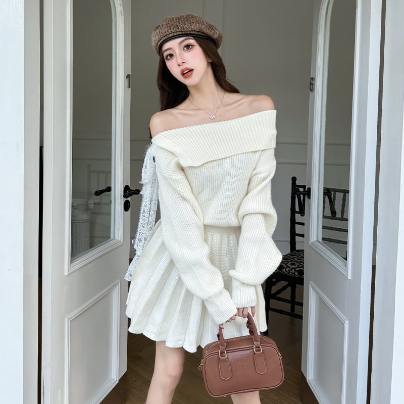 【dress】ボートネックニットワンピース　M27486