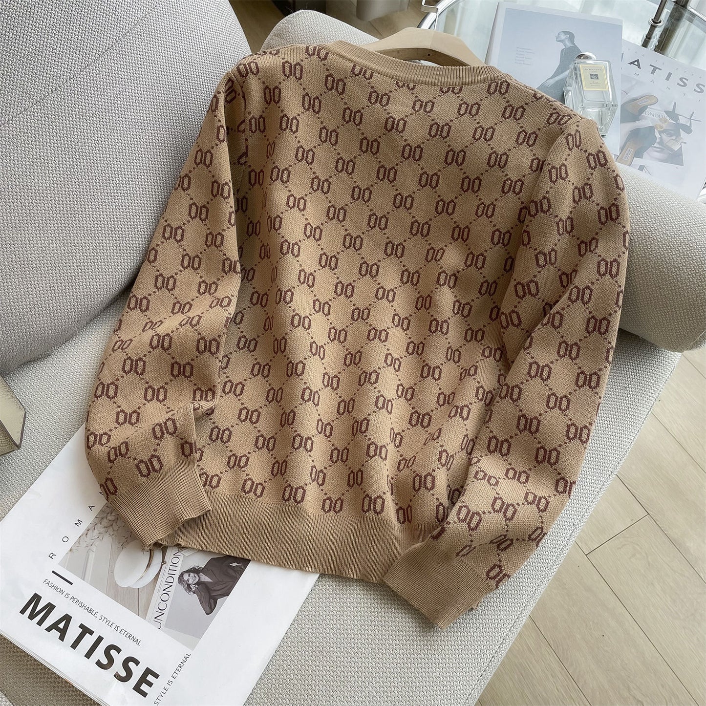 【outer】ラウンドネックニットカーディガンF8254