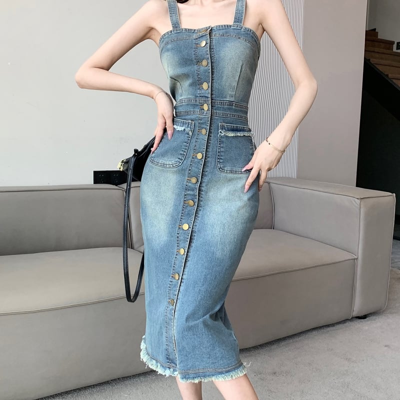 【dress】デニムサロペットワンピース　M24636
