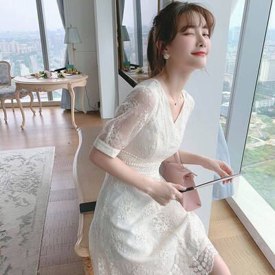 【dress】美人度アップ!気質満点レーススウィート夏 着痩せワンピース G0547