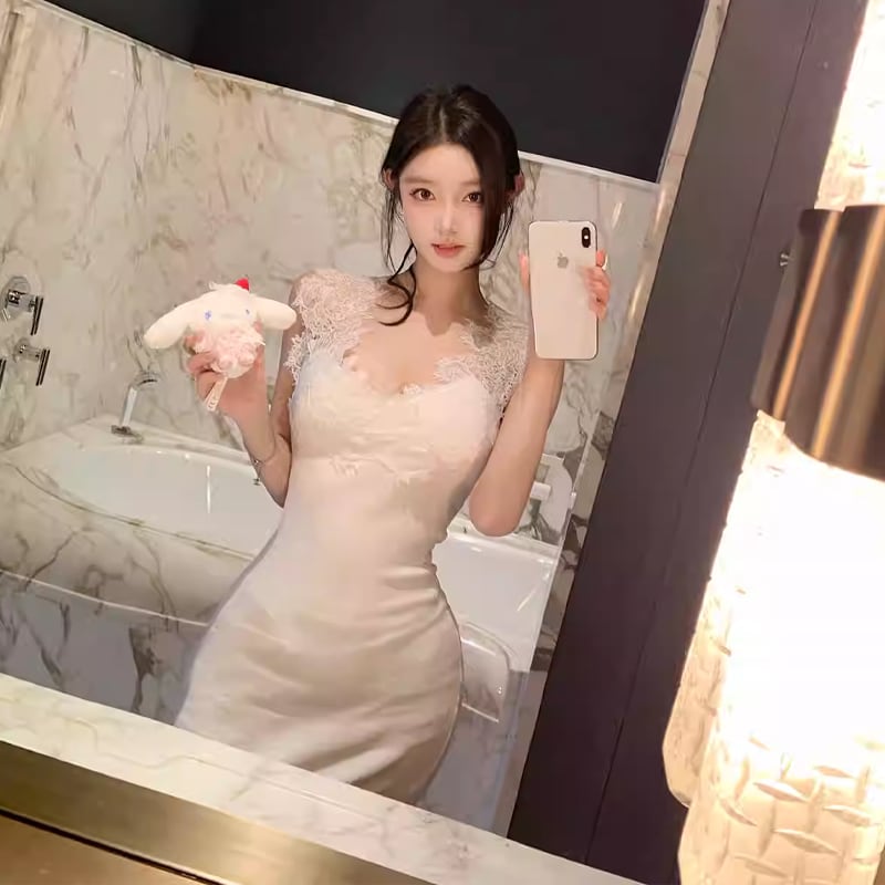 【dress】レースドッキングキャミワンピース Q8000