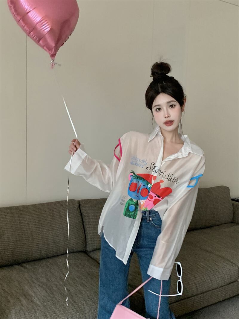 【tops】プリント薄手ブラウスG20368