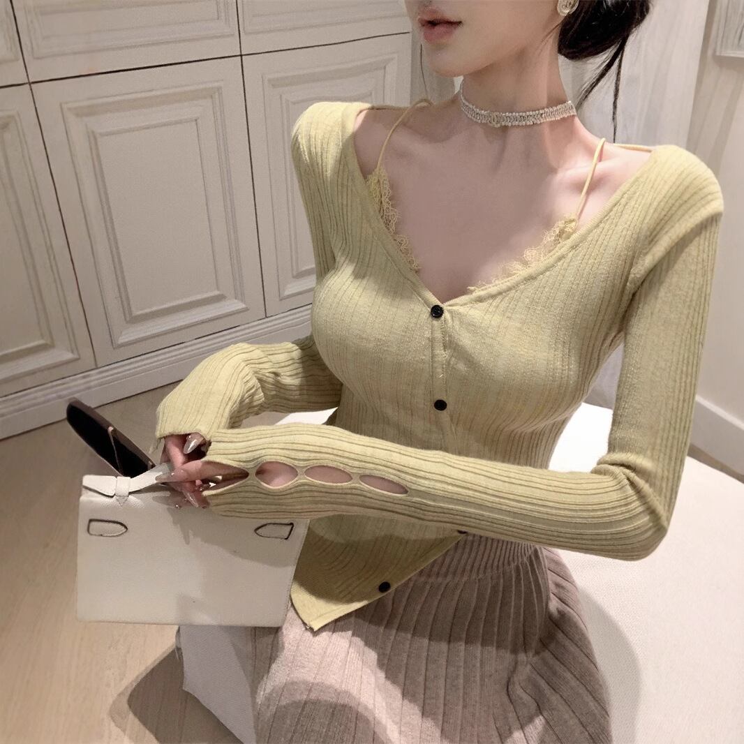 【tops】ドッキングニットトップス　M28694