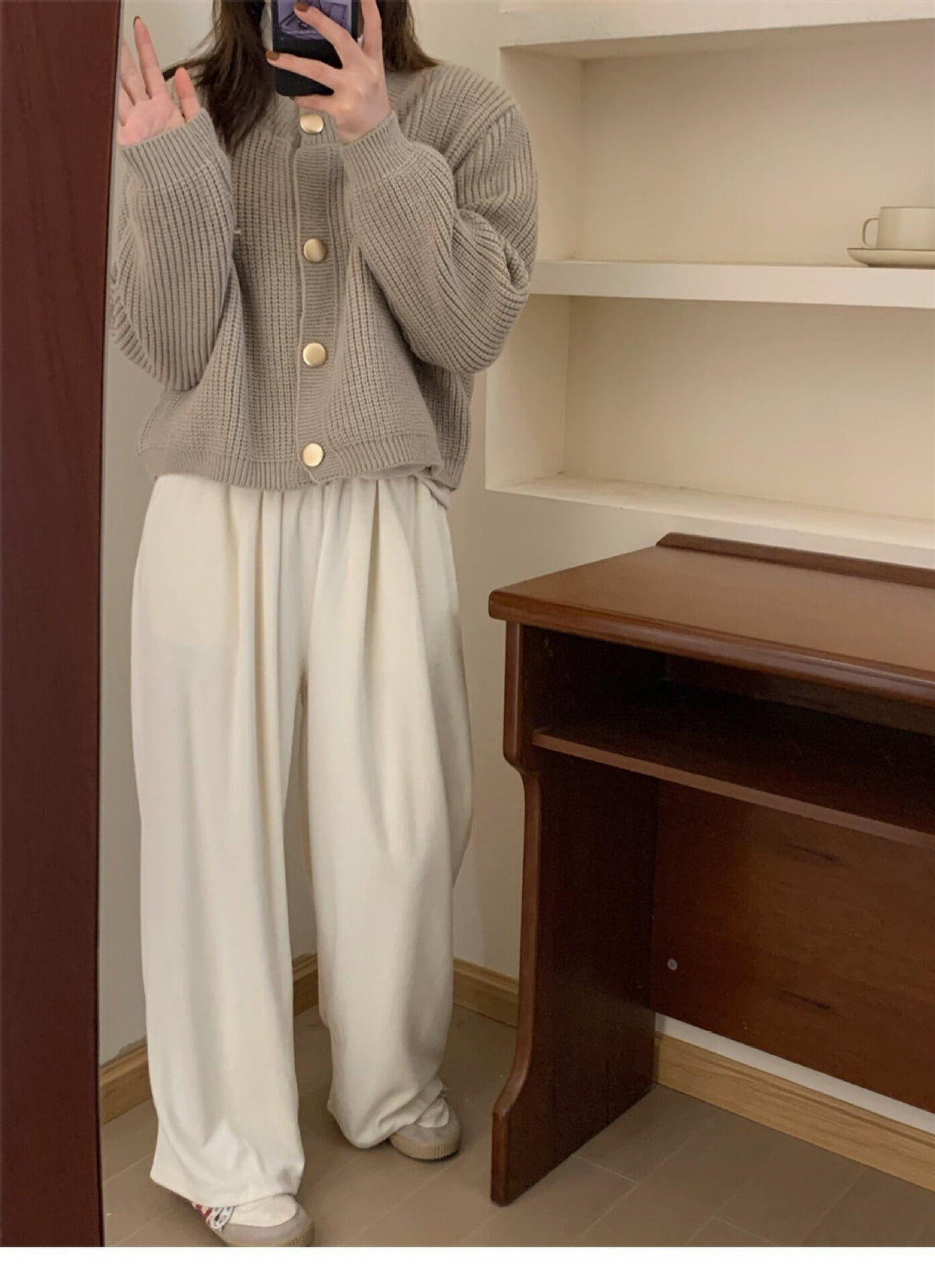 【outer】クルーネックニットカーデ　M18817