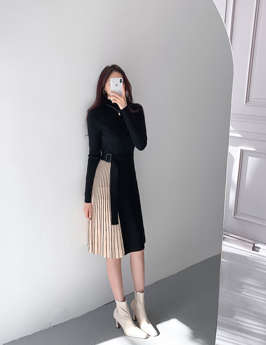 【dress】ドッキングニットワンピース　M17898
