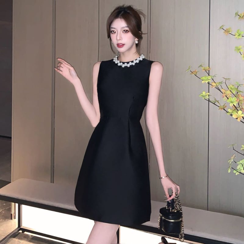 【dress】ノースリーブビーズAラインワンピース G21537