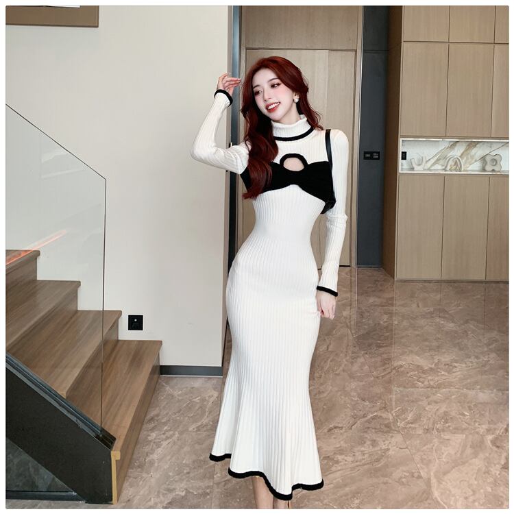 【dress】ドッキングニットワンピース　M18779
