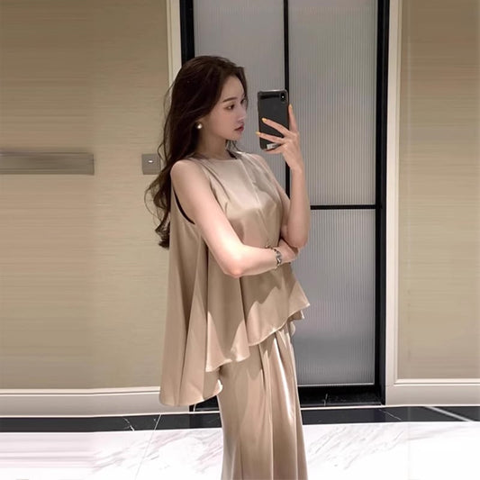 【set】イレギュラータンクトップ+スカート２点セットF7417