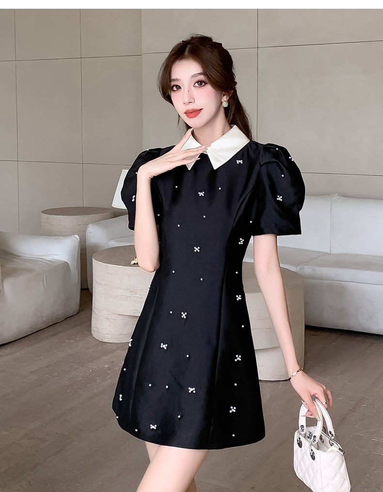 【dress】ビーズパフスリーブワンピース G21107