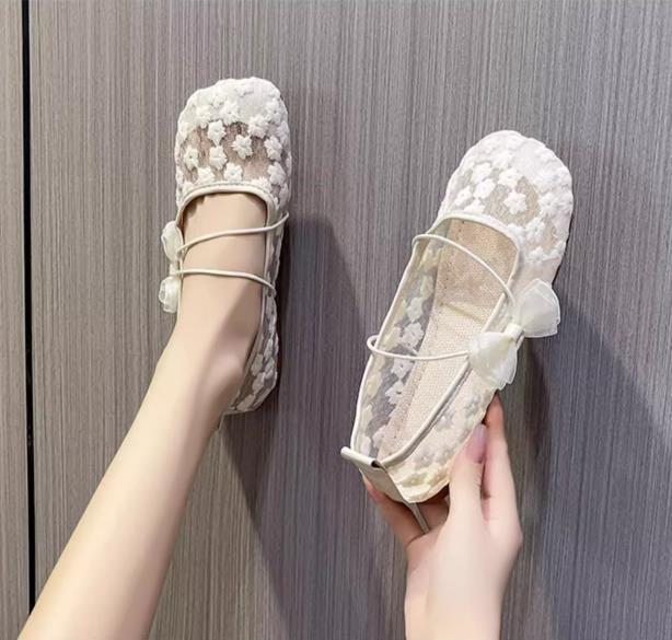 【shoes】3色レースフラットシューズF7473