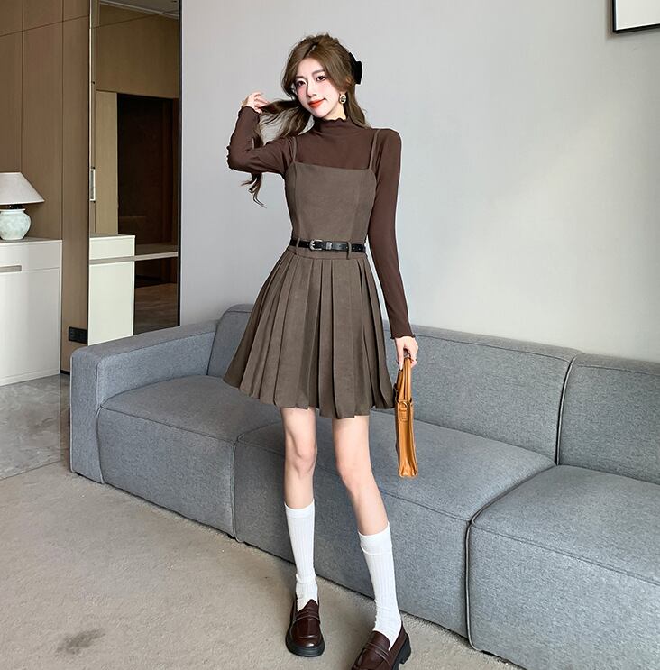【set】ニットトップス×キャミワンピースセット　M18777