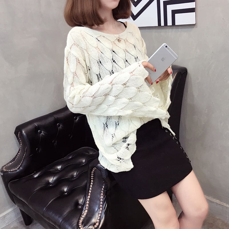 【tops】カットワークニットセーター　M18155