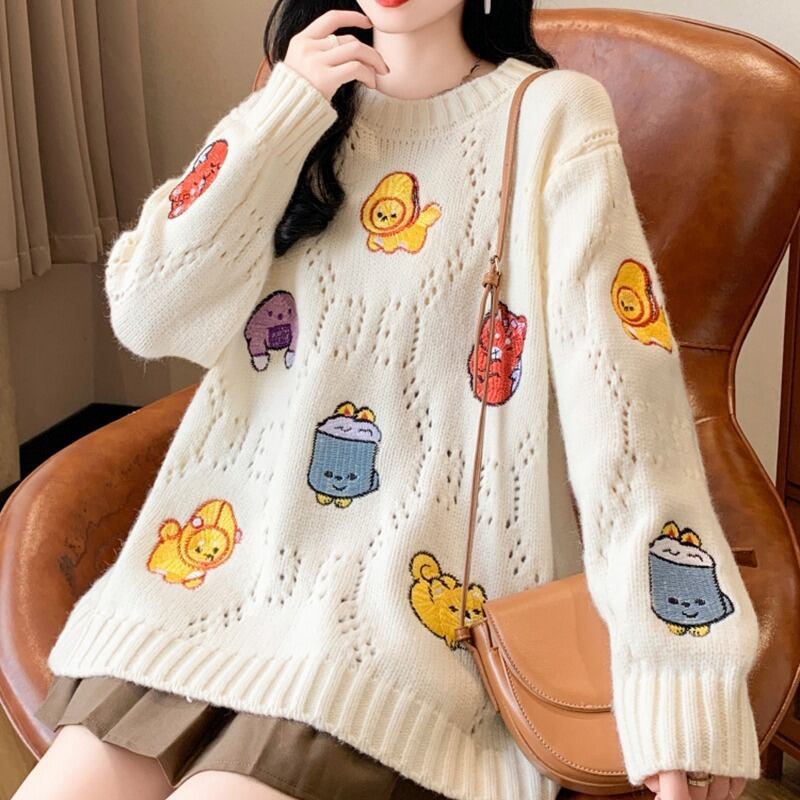 【tops】カートゥーンニットセーター　M19175