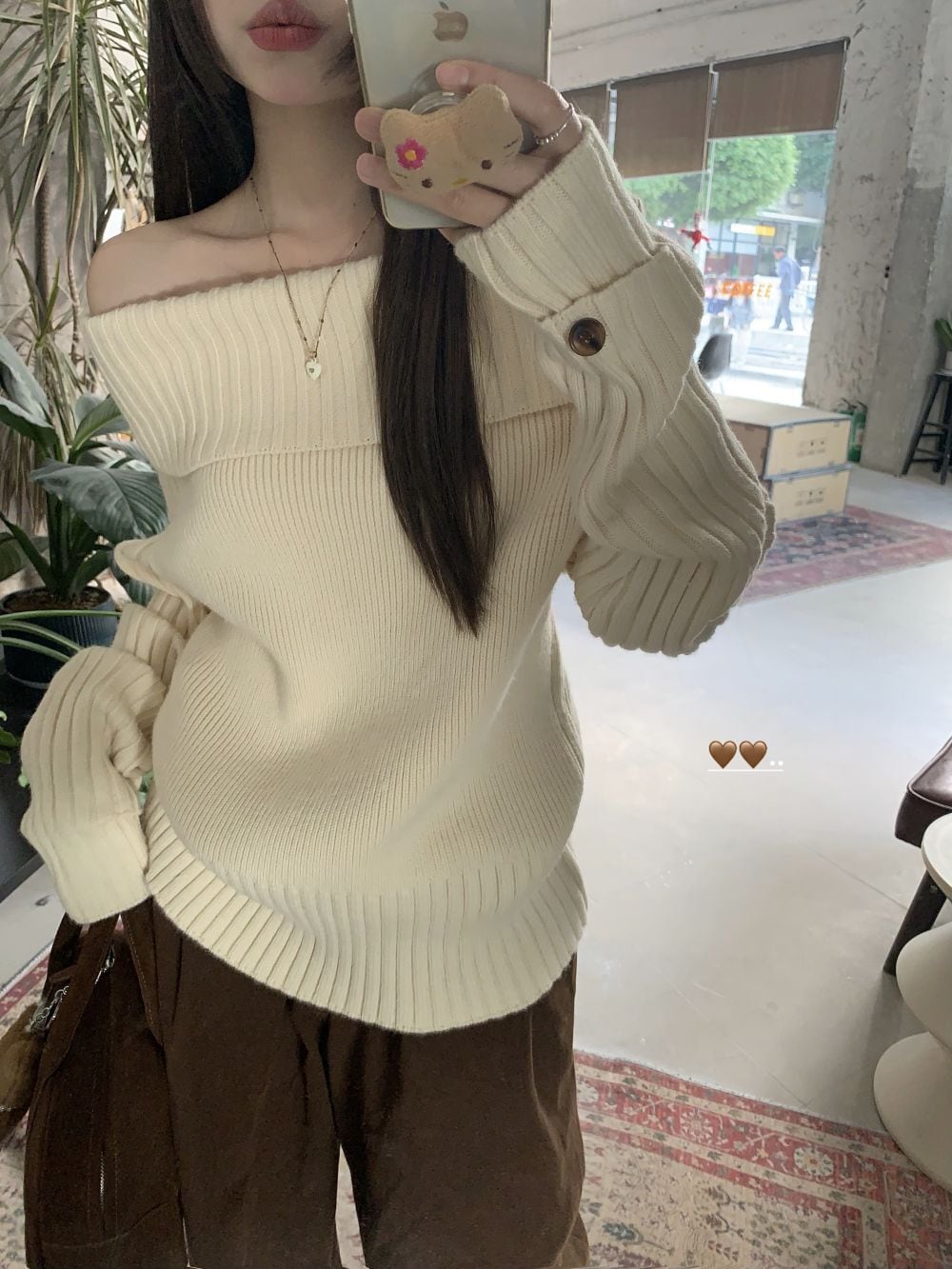 【tops】ボートネックニットトップス　M26023