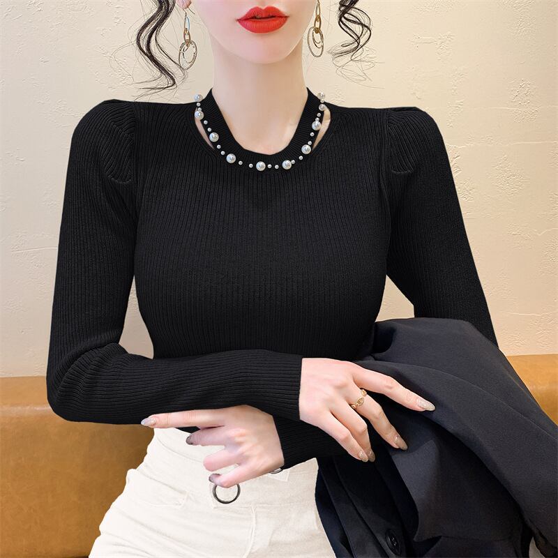 【tops】パールニットトップス　M27556