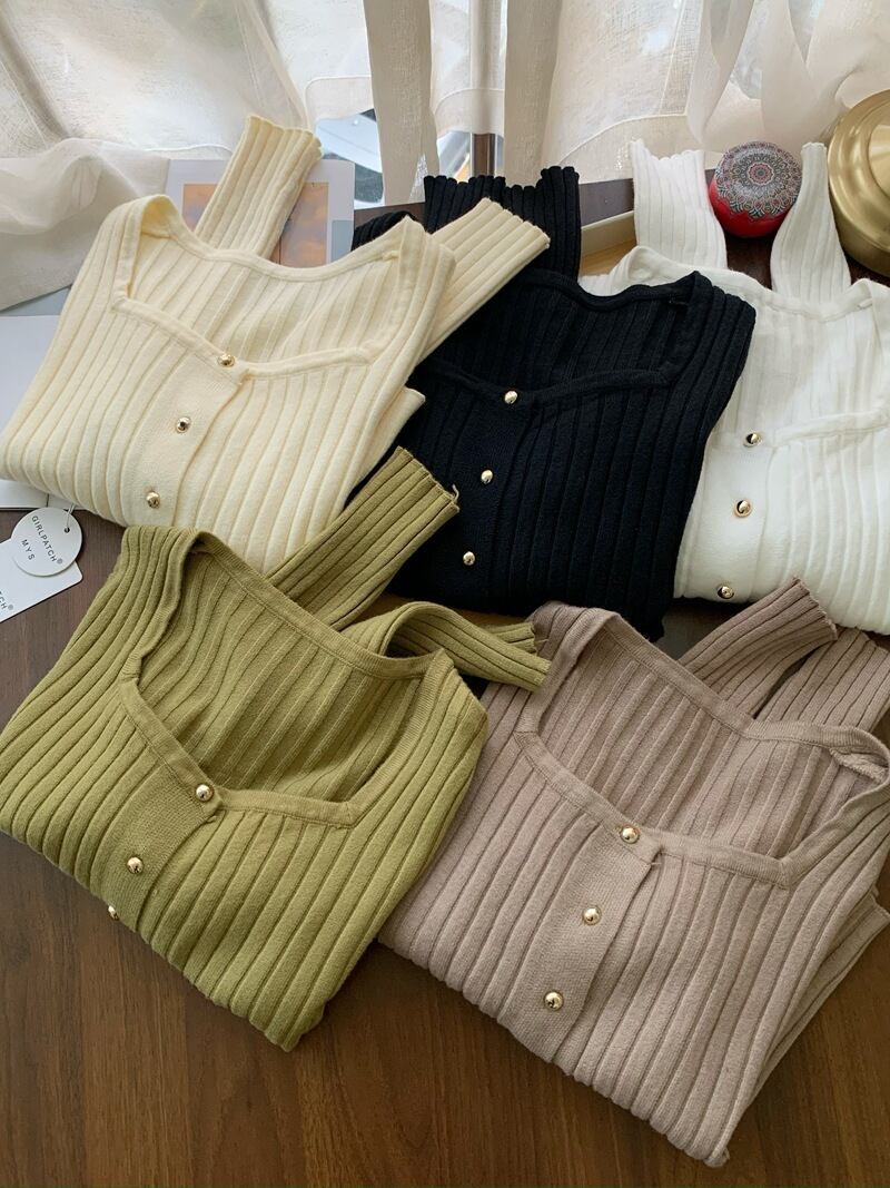 【outer】ボタンデザインニットセーター　M29417