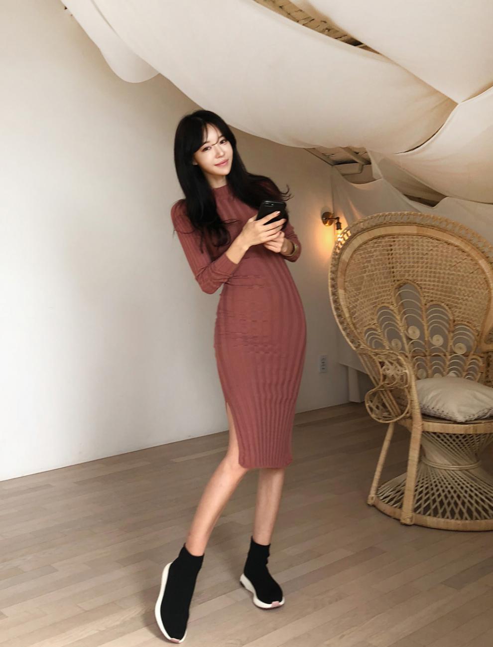 【dress】スリットワンピース　M19052