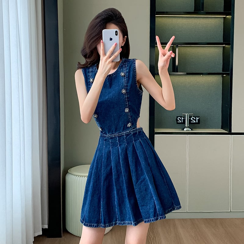 【dress】ノースリーブデニムワンピース　M24567