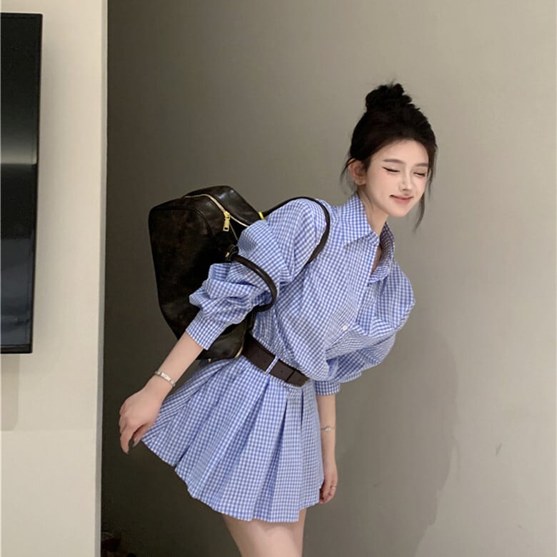 【dress】シャツワンピースベルト付き　M29531