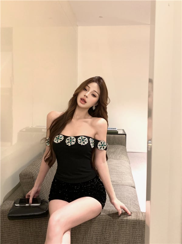【tops】ビジューベアトップ　M30048