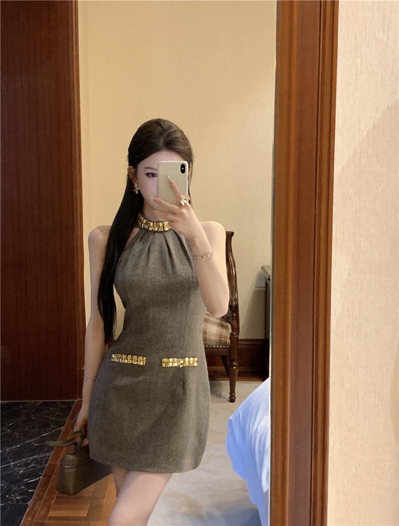 【dress】リボンホルターネックワンピース G20977